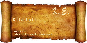 Klie Emil névjegykártya